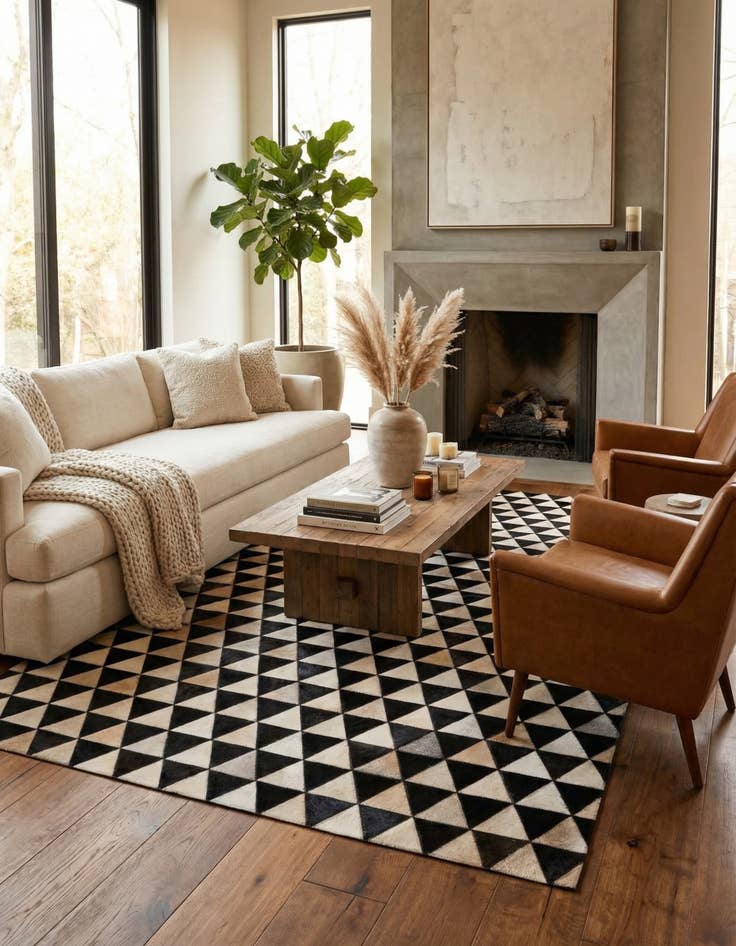 Detail image of 5' 2 x 8' Cowhide Stocks Rug