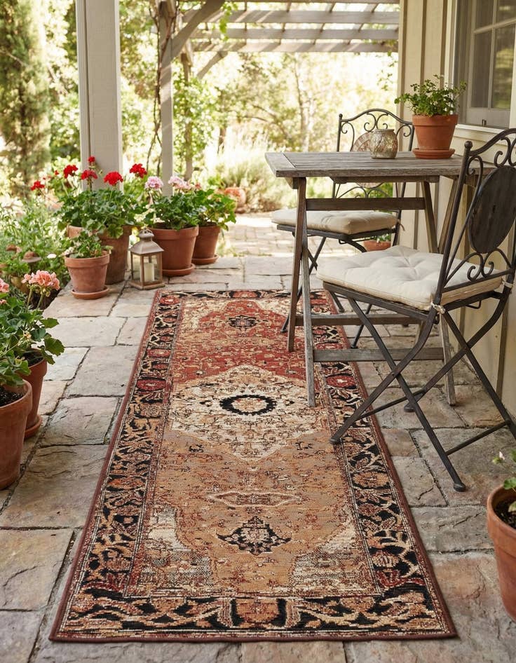 Detail image of 2' x 6'  Washable Traditional Indoor / Outdoor Runner Rug
