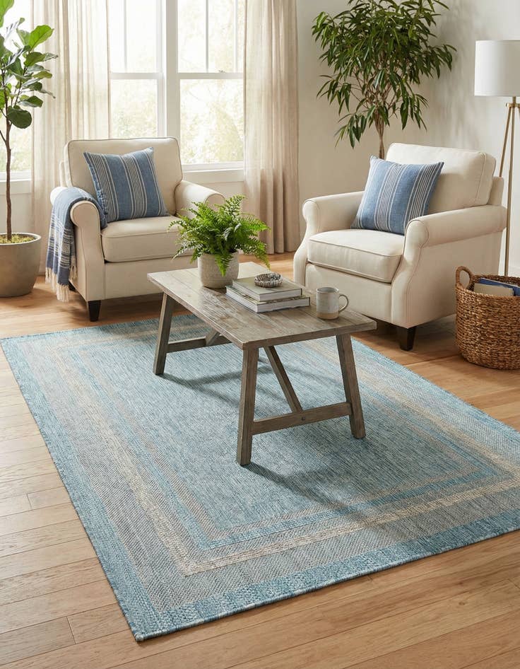 Detail image of  4' x 6'  Washable Border Indoor / Outdoor Rug
