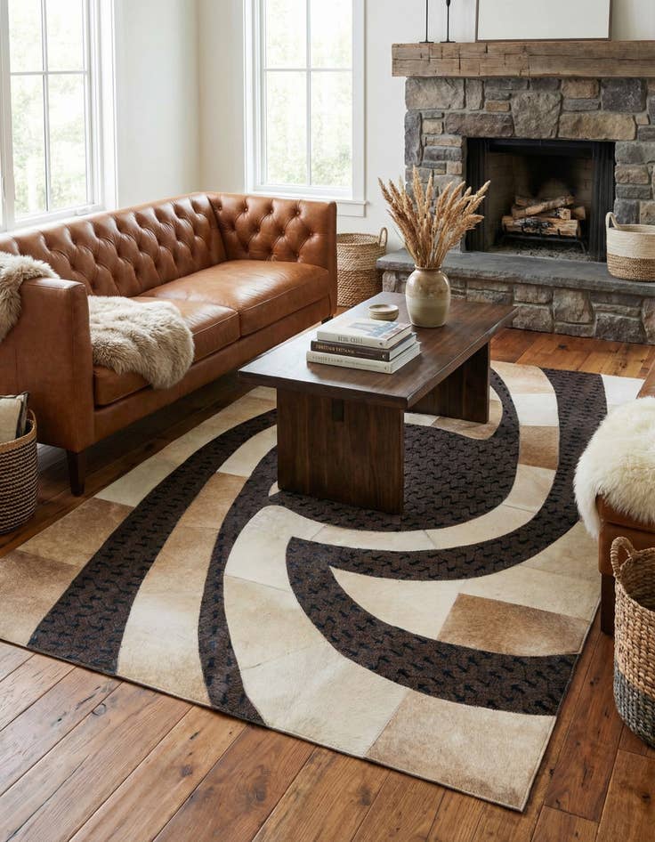 Detail image of  5' x 8' 1 Cowhide - Patchwork Rug