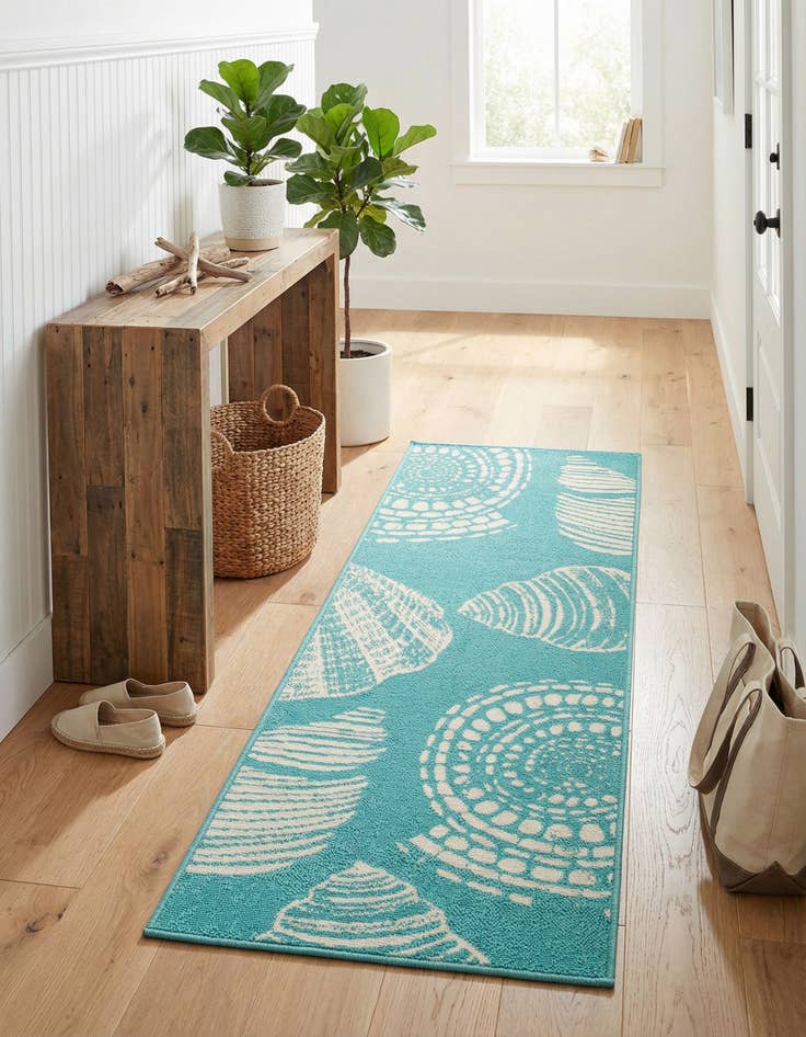 Detail image of 2' x 6'  Washable Coastal Indoor / Outdoor Runner Rug