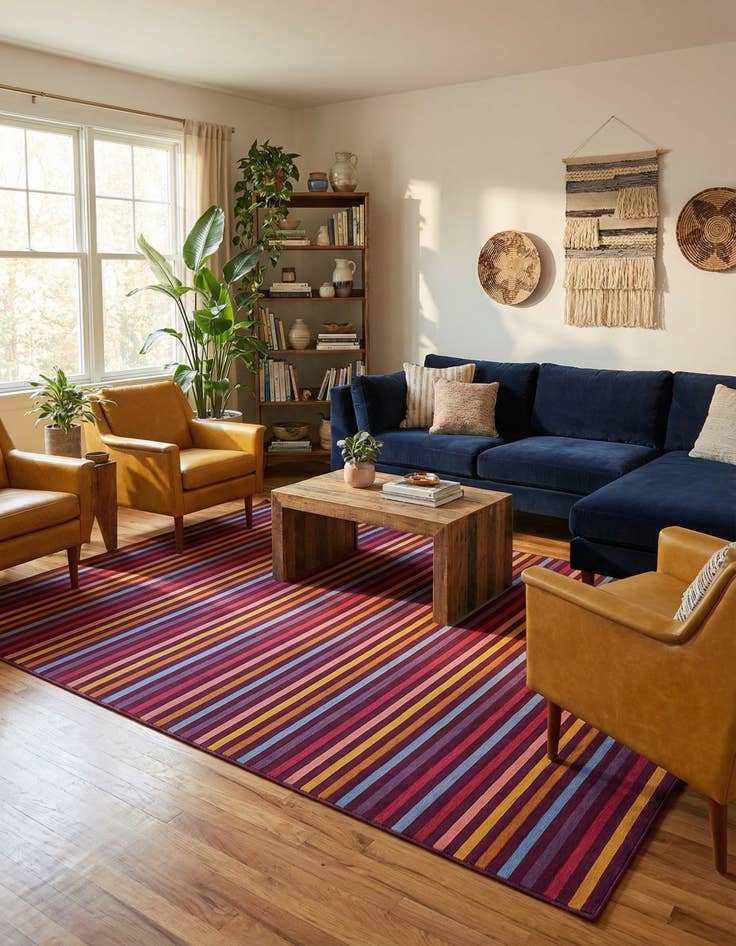 Detail image of 9' x 12'  Washable Striped Indoor / Outdoor Rug