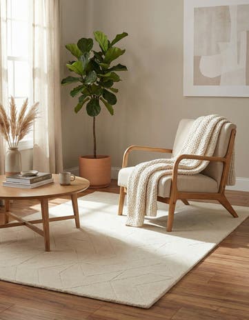 Pearl Ivory WoolCraft Geometric Rug