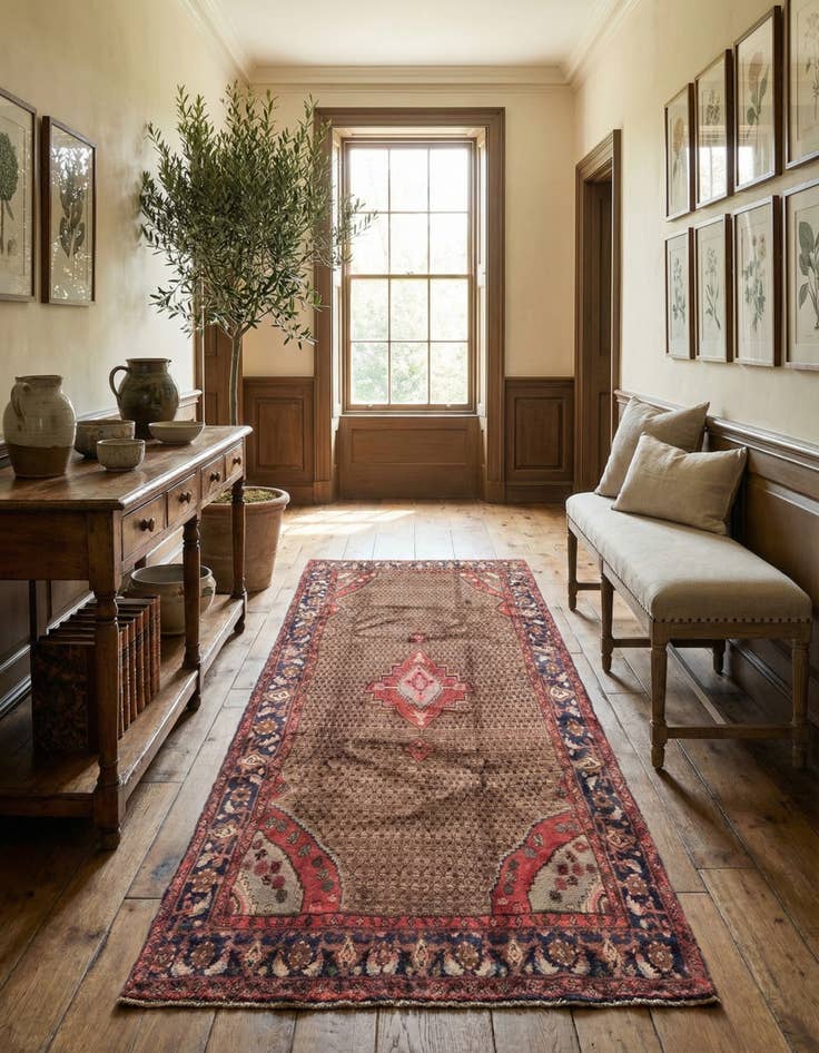 Detail image of  5' x 10' 6  Hand Knotted Koliaei Persian Wool Runner Rug