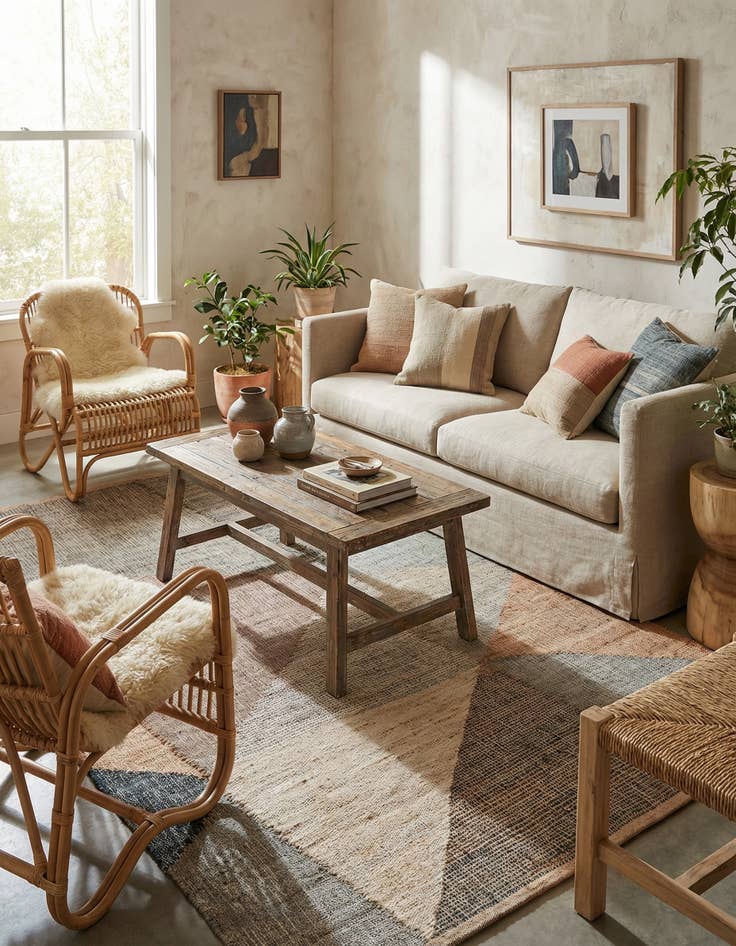 Detail image of 5' 1 x 8'  Hand Woven Kilim Jute Rug