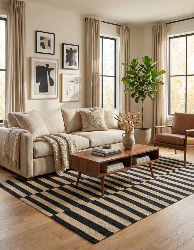 Detail image of 4' 3 x 5' 10  Hand Woven Kilim Modern Wool Rug