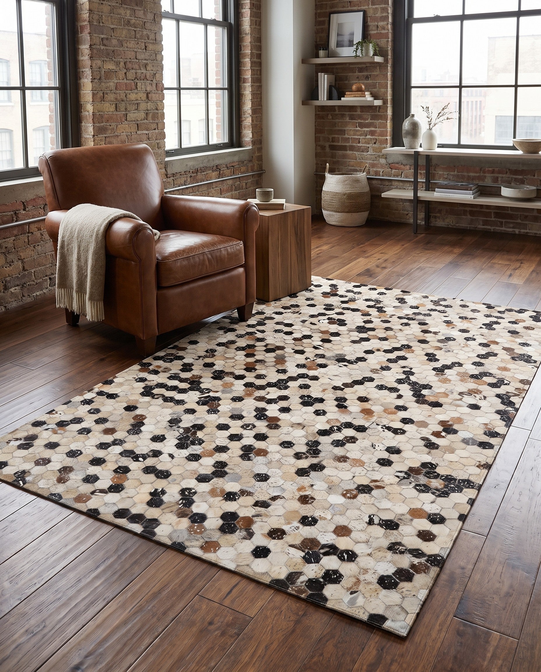 4' 11 x 7' 10 Cowhide - Patchwork Rug