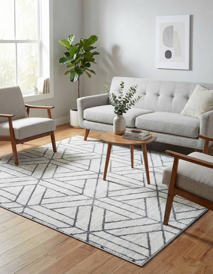 Detail image of  5' 3 x 5' 3 Lattice Trellis Square Rug