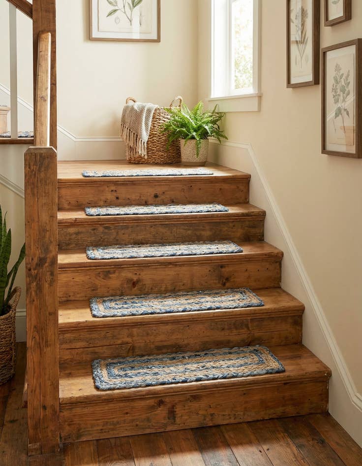 Detail image of 0' 9 x 2' 6  Hand Braided Chindi Stair Rug