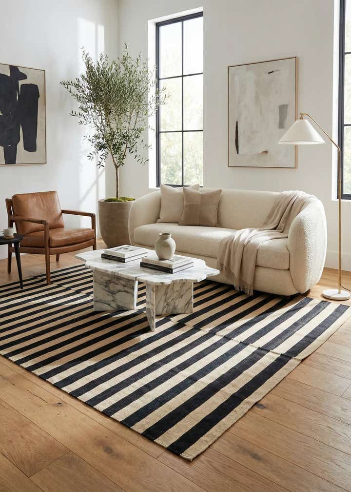5' 3 x 5' 3 Hand Woven Kilim Modern Wool Square Rug