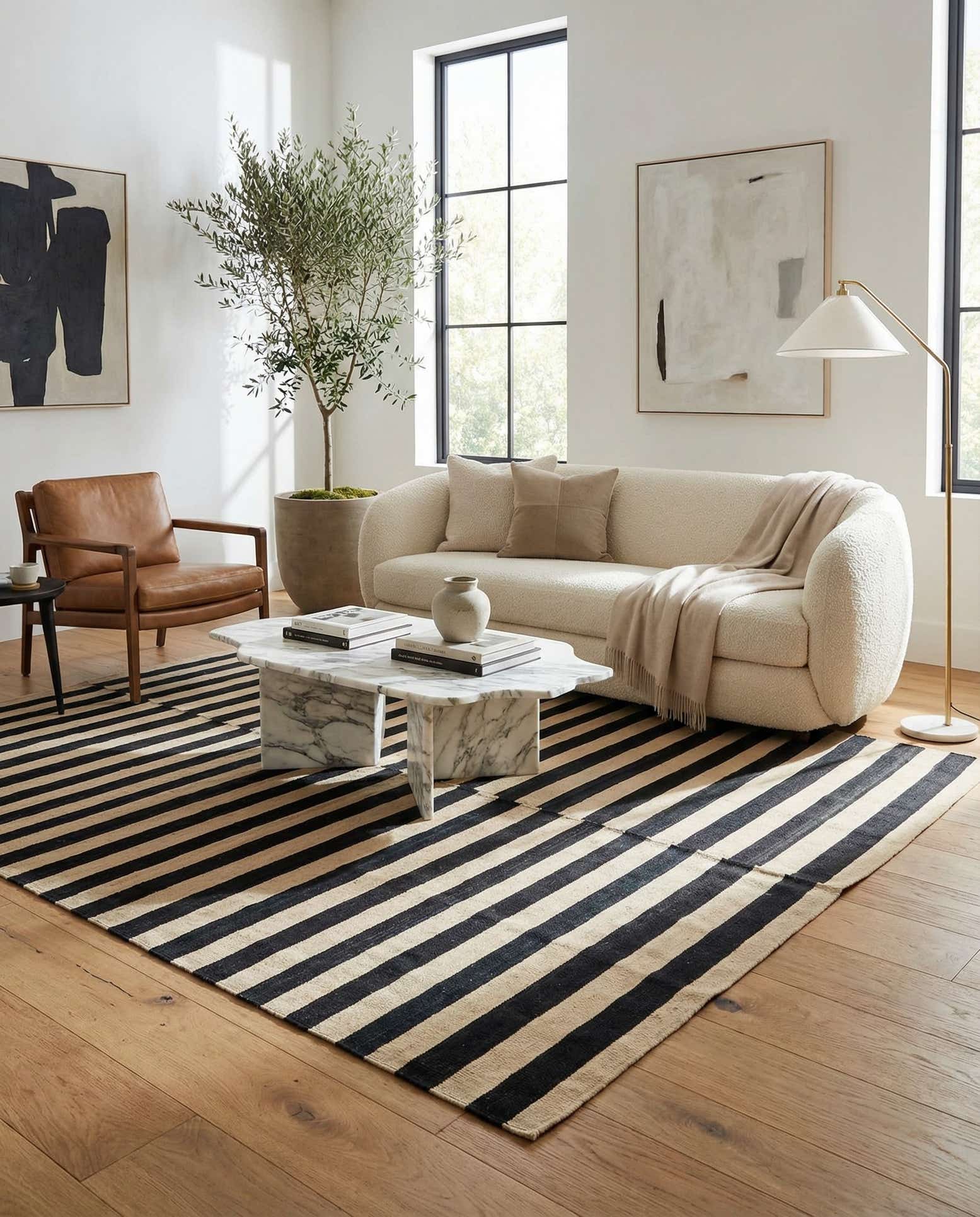 5' 3 x 5' 3 Hand Woven Kilim Modern Wool Square Rug
