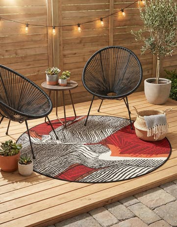 4' x 4' Easy-Clean Modern Indoor / Outdoor Round Rug