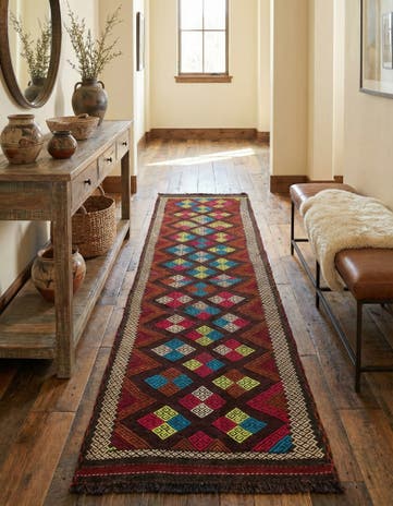 2' 5 x 10' 1 Hand Woven Kilim Fars Wool Runner Rug