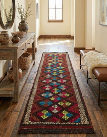 2' 5 x 10' 1 Hand Woven Kilim Fars Wool Runner Rug