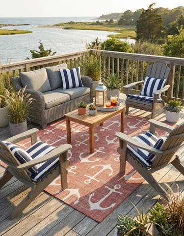 7' 10 x 7' 10 Easy-Clean Coastal Indoor / Outdoor Square Rug