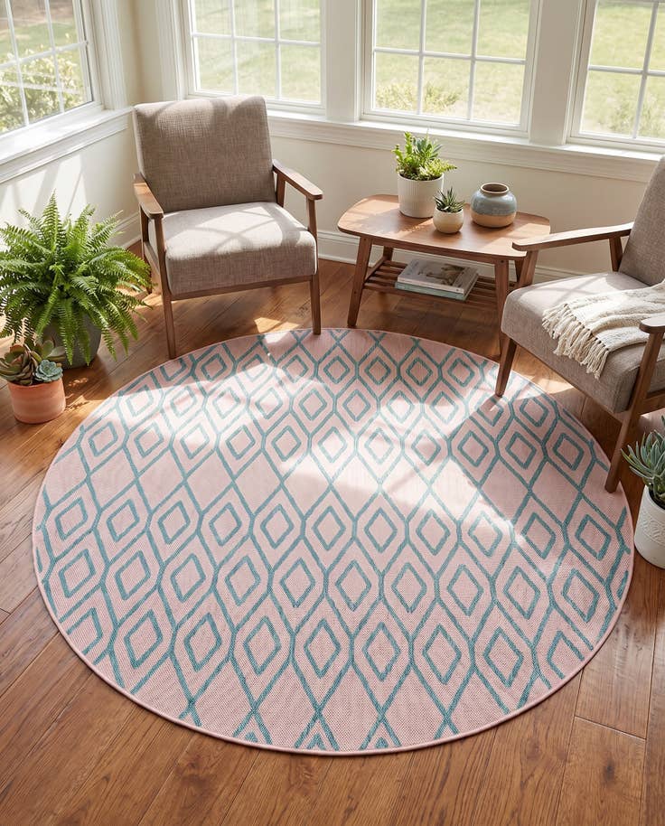 Detail image of 6' 7 x 6' 7 Easy-Clean Jill Zarin Turks and Caicos Indoor / Outdoor Round Rug