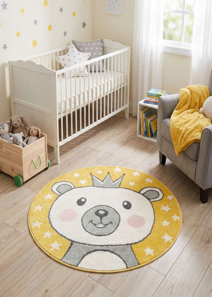 3' 3 x 3' 3 Bear Whimsy Kids Round Rug