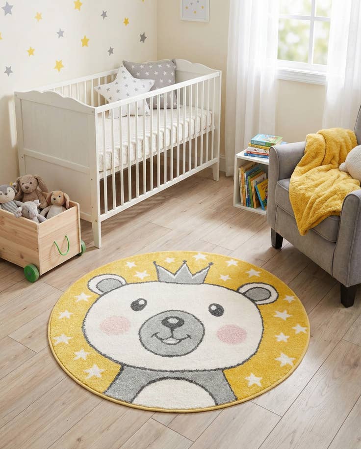Detail image of 3' 3 x 3' 3 Bear Whimsy Kids Round Rug