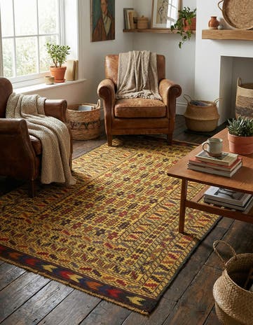 4' x 6' 8 Hand Woven Kilim Afghan Wool Rug