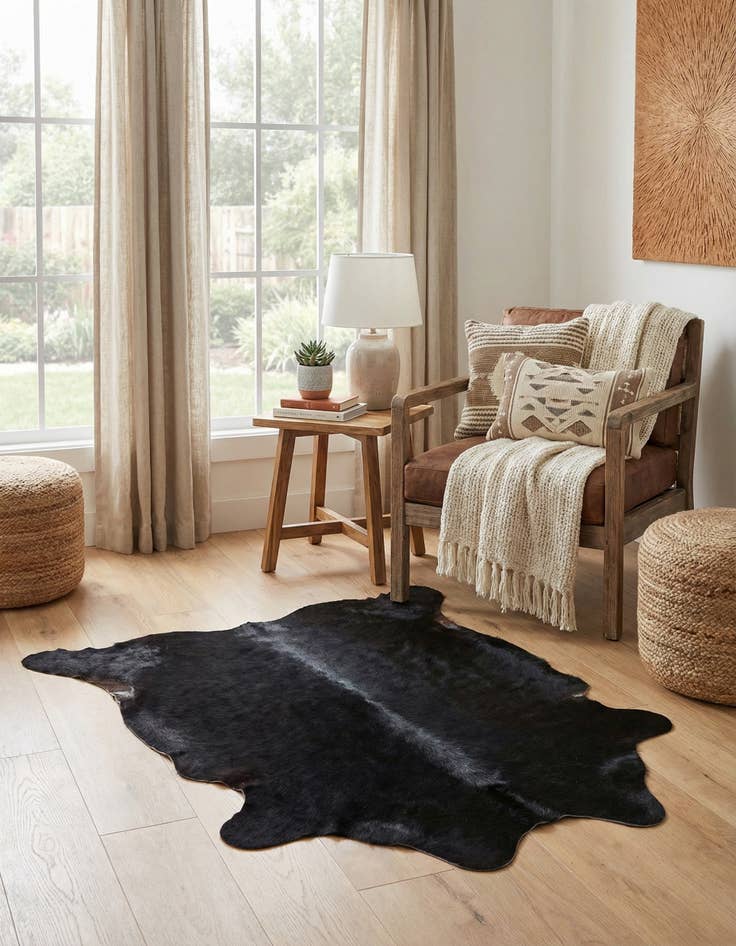 Detail image of 1' 8 x 2' 6 Cowhide Leather Rug