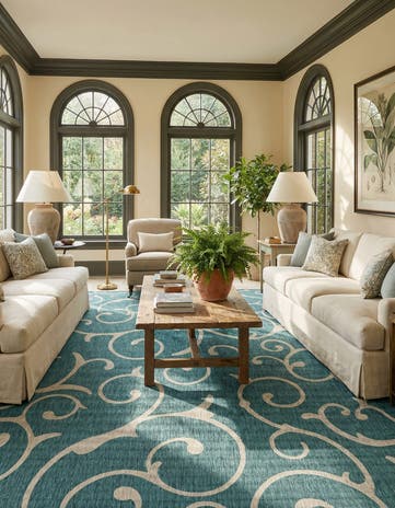 13' x 13' Easy-Clean Botanical Indoor / Outdoor Square Rug