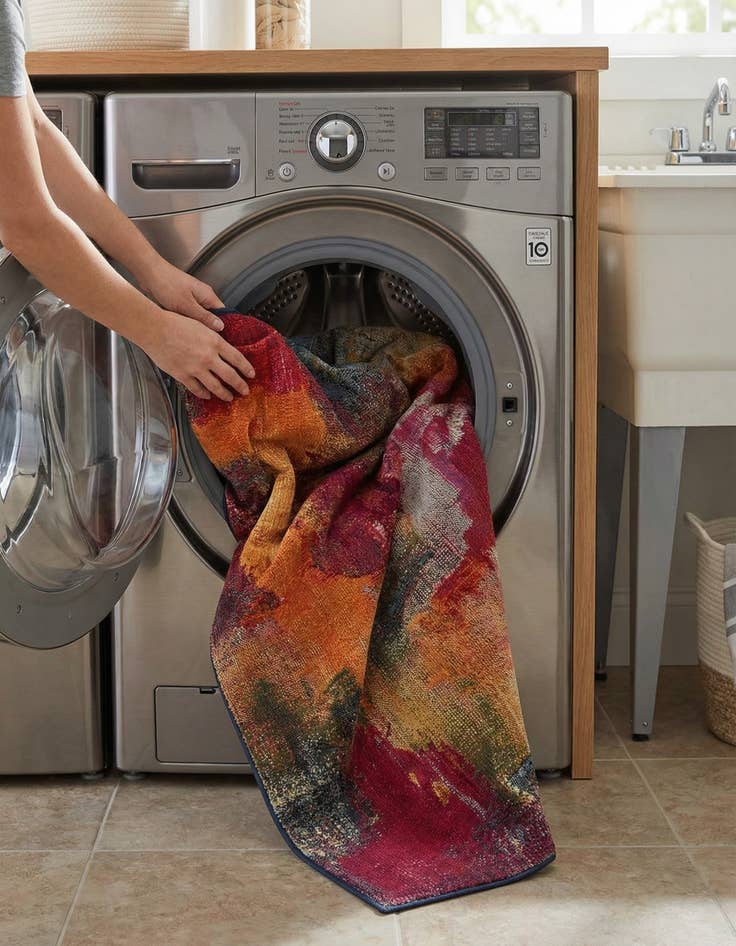 Detail image of 5' 3 x 8'  Washable Modern Indoor / Outdoor Rug