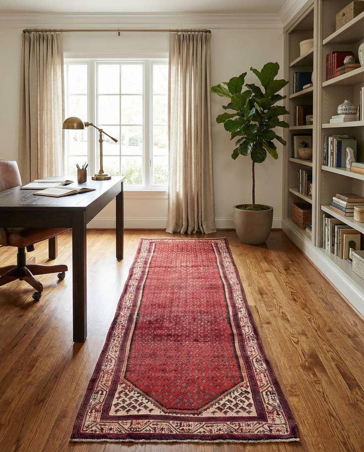 Detail image of 3' 8 x 10' 9 Hand Knotted Botemir Persian Wool Runner Rug