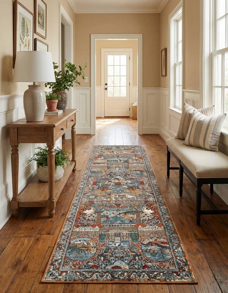 Detail image of 2' 7 x 10'  Washable Traditional Indoor / Outdoor Runner Rug