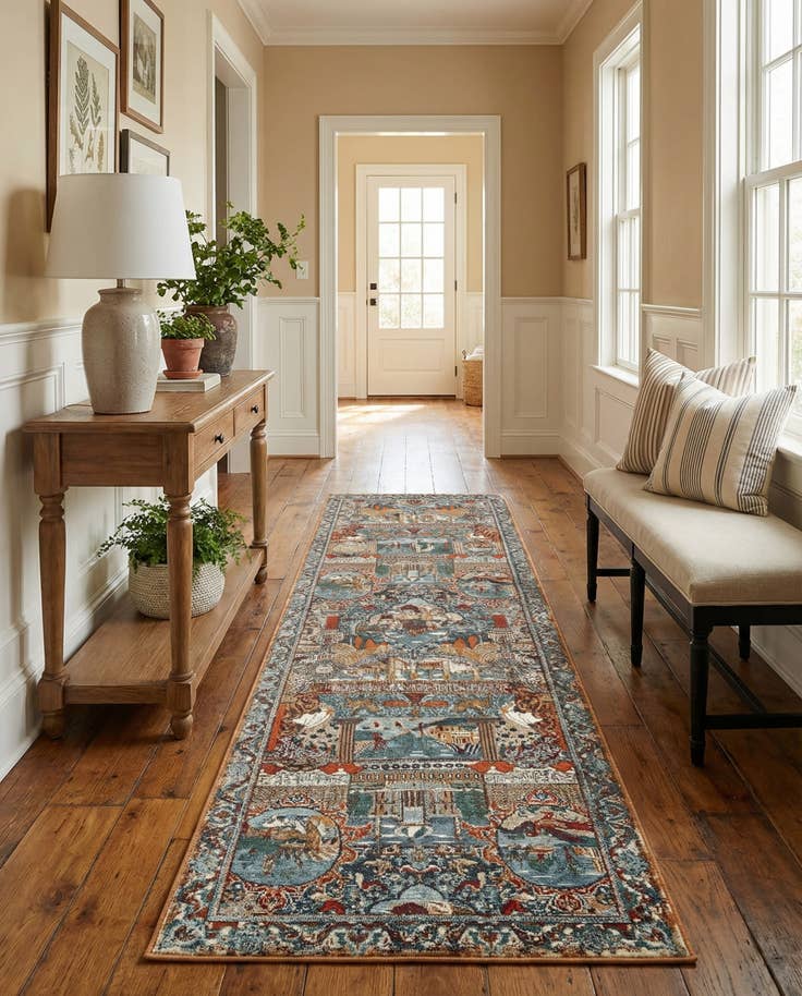 Detail image of 2' 7 x 10' Easy-Clean Traditional Indoor / Outdoor Runner Rug
