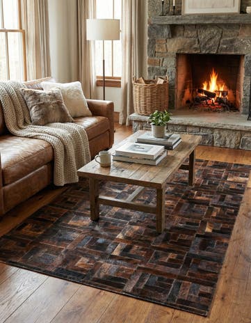 3' 8 x 5' 6 Cowhide Leather Rug