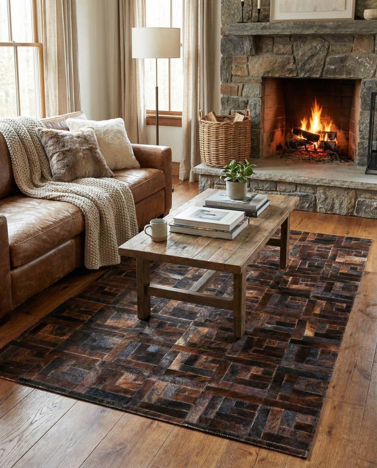 Detail image of 3' 8 x 5' 6 Cowhide Leather Rug