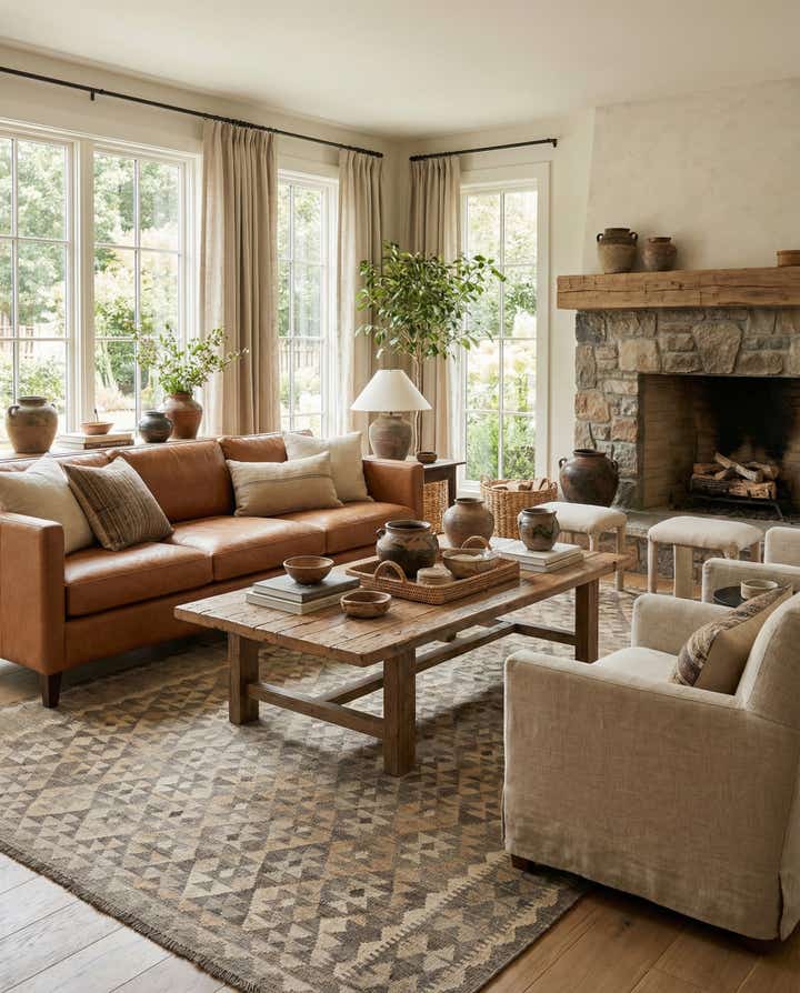 6' 8 x 9' 8 Hand Woven Kilim Maymana Wool Rug