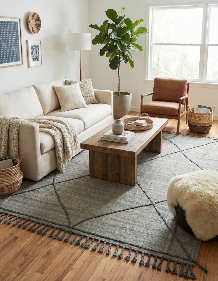 Detail image of 7' 4 x 9' 9 Hand Knotted Moroccan Wool Rug