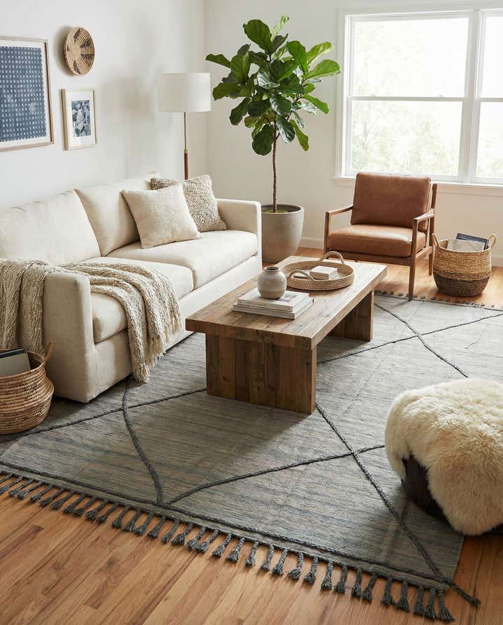 7' 4 x 9' 9 Hand Knotted Moroccan Wool Rug