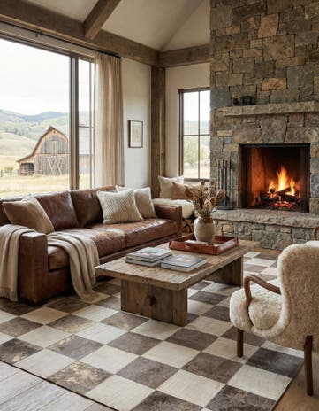 5' 2 x 8' Cowhide Leather Rug