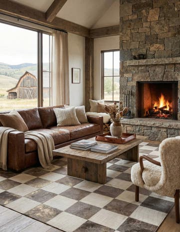 5' 2 x 8' Cowhide Leather Rug