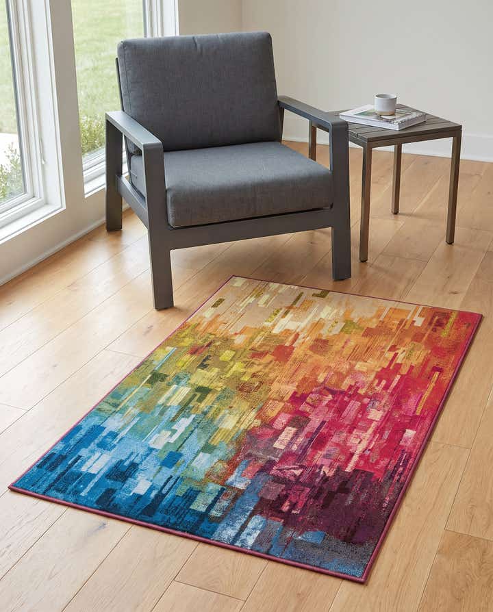 3' 3 x 5' 3 Easy-Clean Modern Indoor / Outdoor Rug