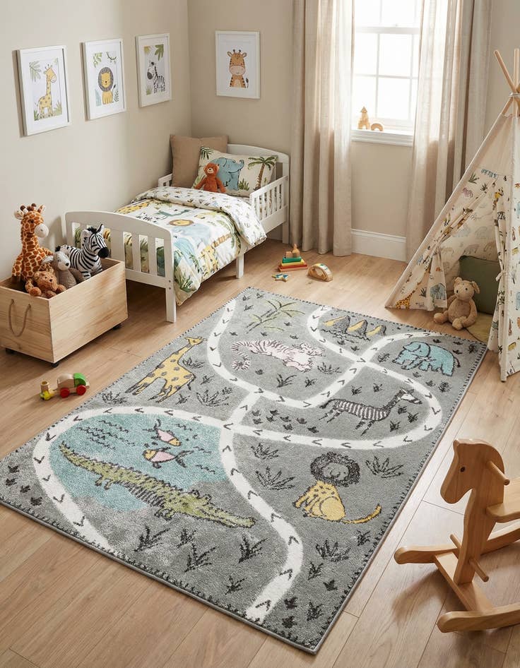 Detail image of 4' x 6' Animals Whimsy Kids Rug
