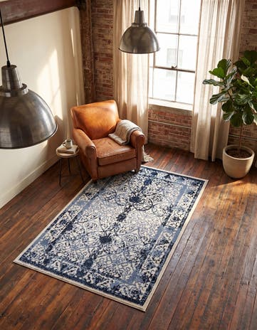 Ivory and Blue Miranda Rug