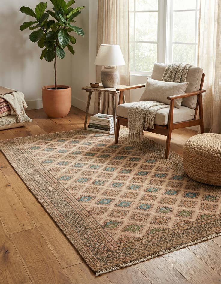 Detail image of 3' 9 x 5' 7  Hand Knotted Torkaman Persian Wool Rug