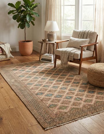 3' 9 x 5' 7 Hand Knotted Torkaman Persian Wool Rug