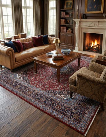 9' 9 x 13' Hand Knotted Kashan Persian Wool Rug