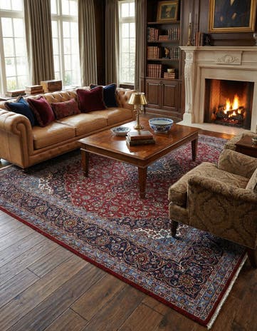 9' 9 x 13' Hand Knotted Kashan Persian Wool Rug