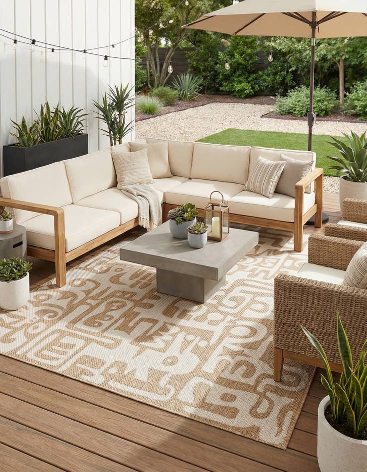 Detail image of 6' x 9' Easy-Clean Modern Indoor / Outdoor Rug