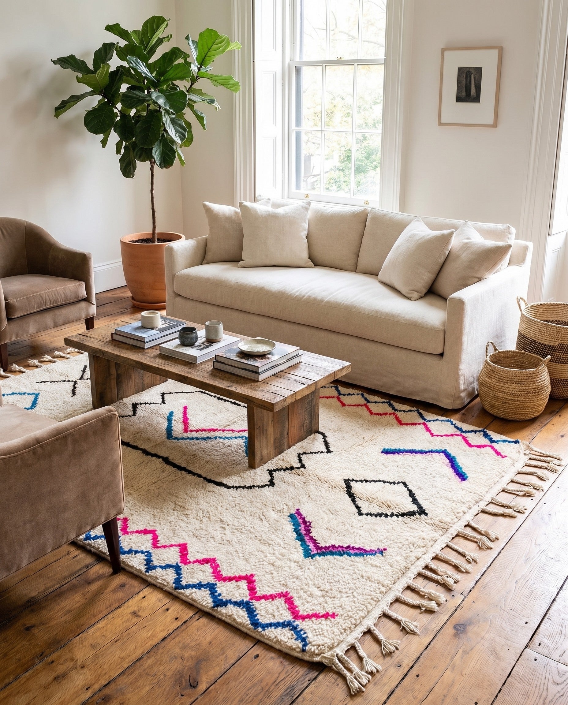 4' 6 x 6' Hand Knotted Moroccan Wool Rug