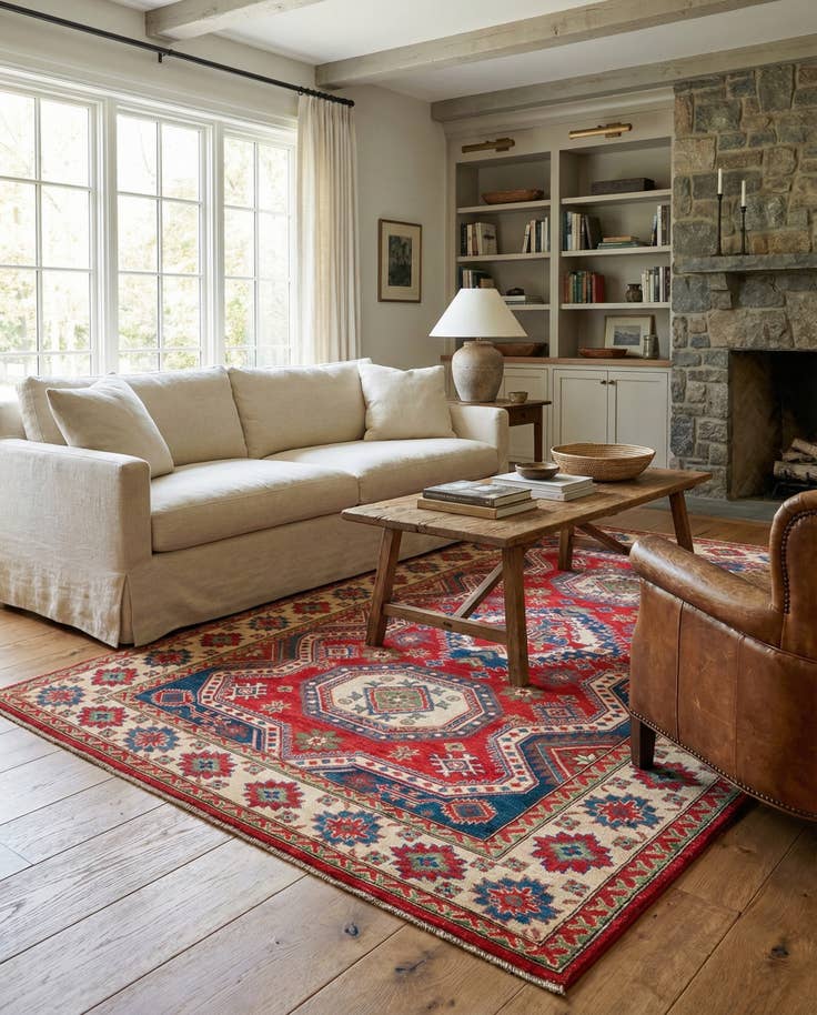 Detail image of 6' 6 x 9' 9 Hand Knotted Kazak Rug