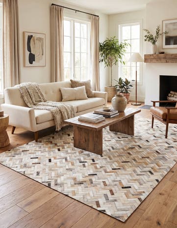4' 10 x 7' 9 Cowhide Stocks Rug