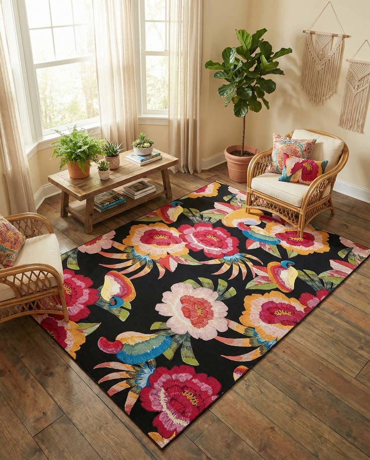 Detail image of 9' x 12' Easy-Clean Botanical Indoor / Outdoor Rug