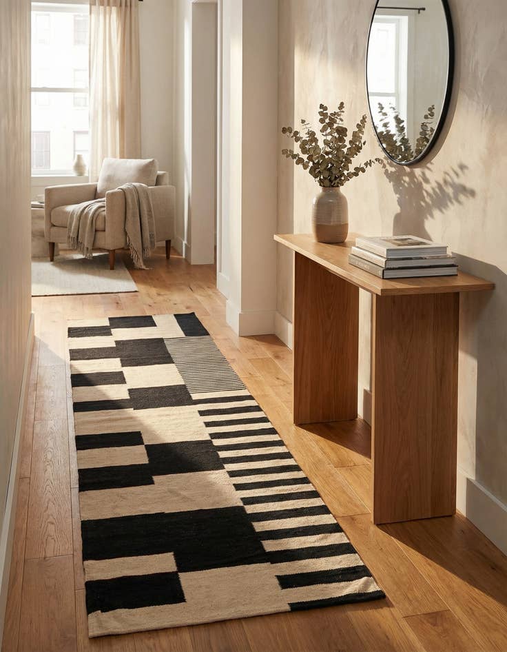 Detail image of 2' 8 x 9' 3  Hand Woven Kilim Modern Wool Runner Rug