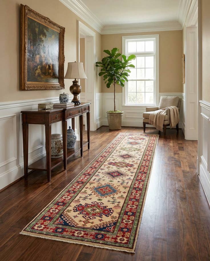 Detail image of 2' 9 x 15' 6 Hand Knotted Kazak Runner Rug